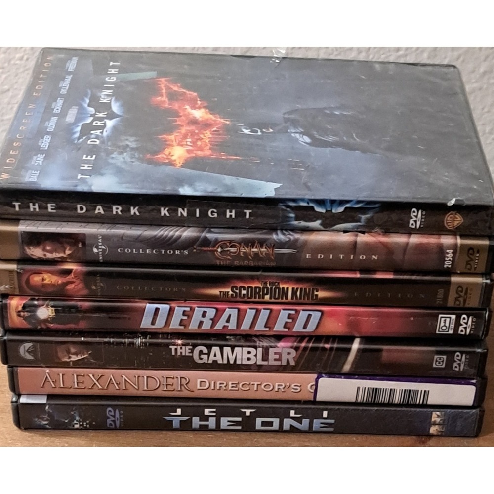 Action Packed DVD Lot 7 Movies Dark Knight NEW Conan Scorpion King Jet Li